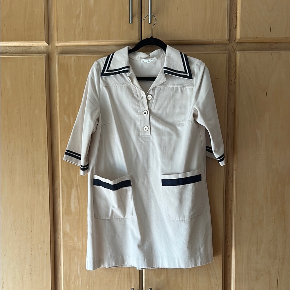 Pomander Place Cream and Navy Mini Dress